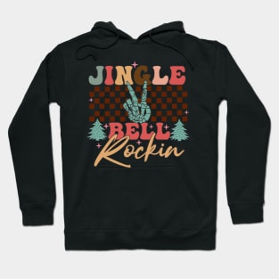 Jingle Bell Rockin Retro Skeleton Hand Christmas Hoodie